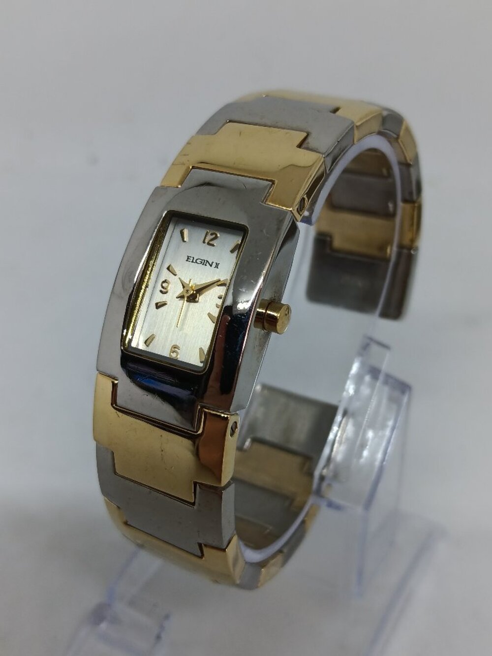 Elgin II ELT001 Women's 19mm Two Tone Cuff Band Quartz Watch NEW BATTERY